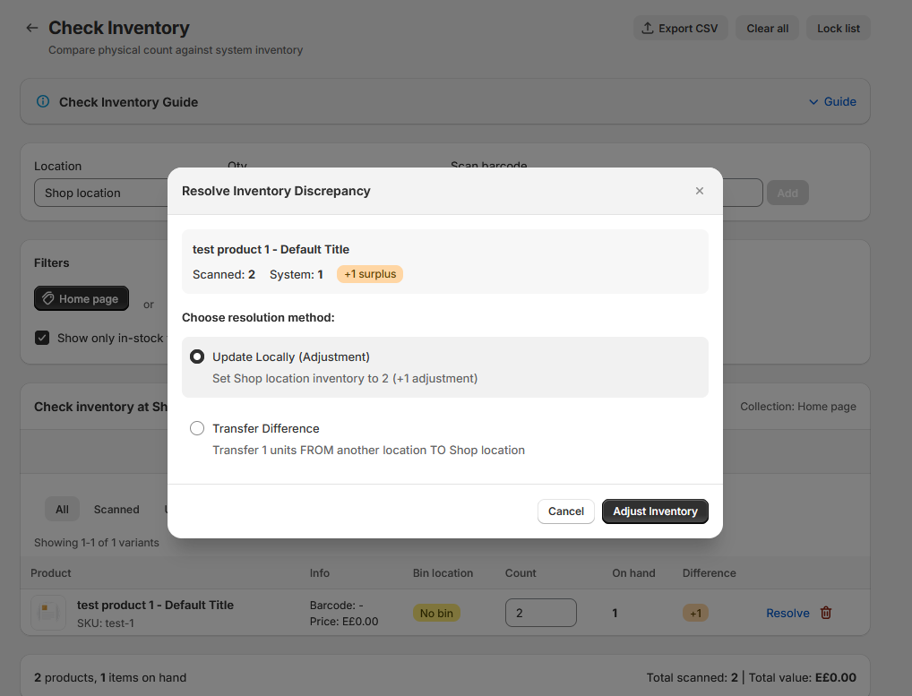Resolve dialog